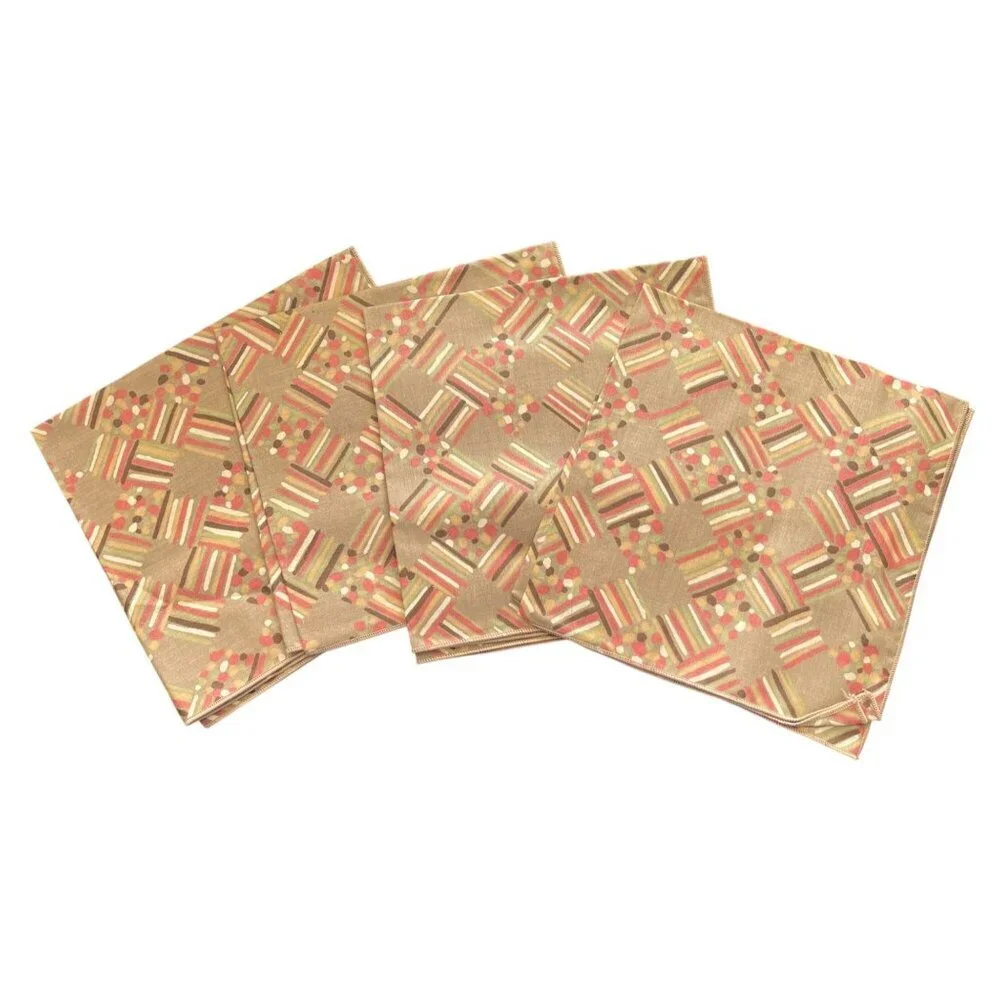 Set of 4 Mauve Pink Taupe Cloth Napkins VTG MCM Upcycle Crafting